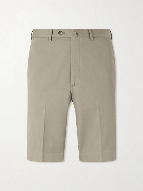 Straight-Leg Cotton-Blend Twill Shorts