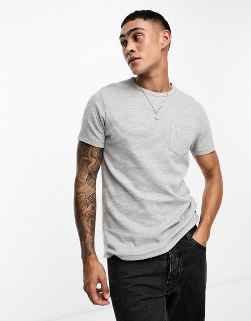 Ottoman pocket T-shirt in light gray melange