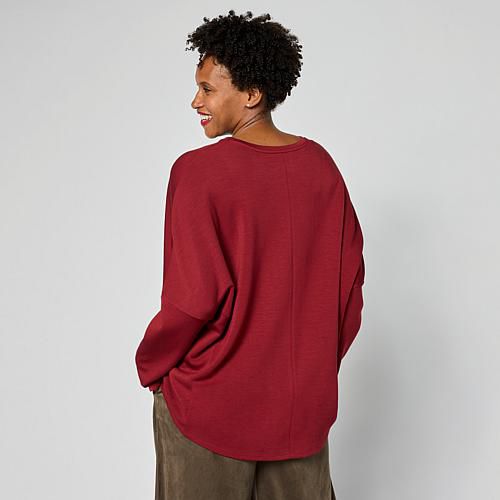 WynneLayers Cloud Knit V-Neck Top - Gray/Grey