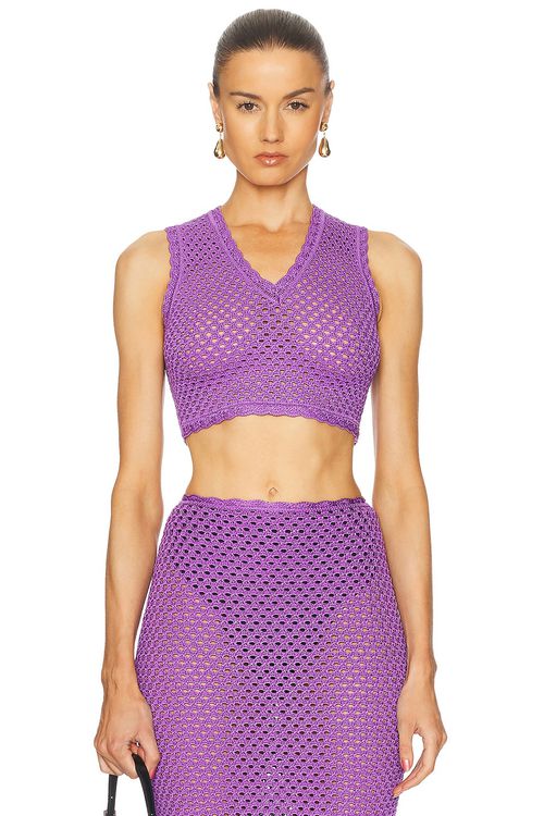 Dolce & Gabbana Crochet Cropped Top in Purple - Purple.  36 also in
