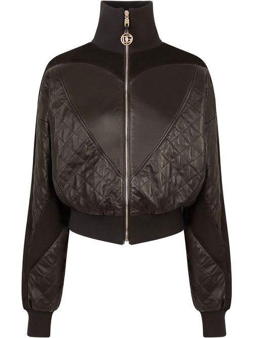 Quilted high-neck bomber jacket - Black