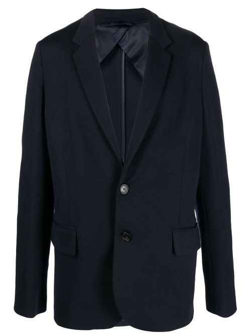 Notched-lapel single-breasted blazer - Blue