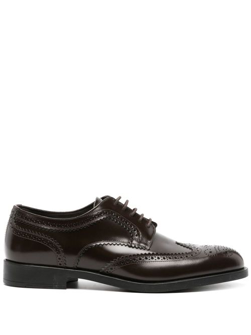 Perforated-detailing leather derby shoes - Brown