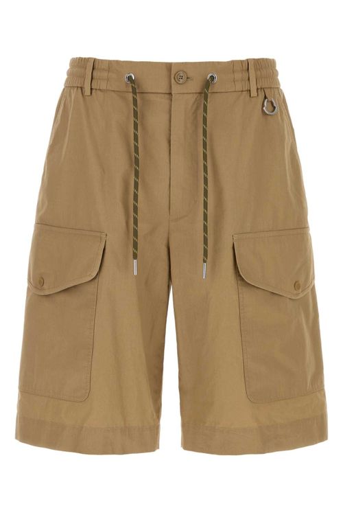Cotton Cargo Bermuda Shorts — Beige