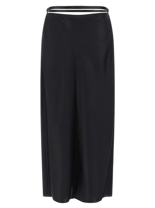 Silk Midi Skirt — Black