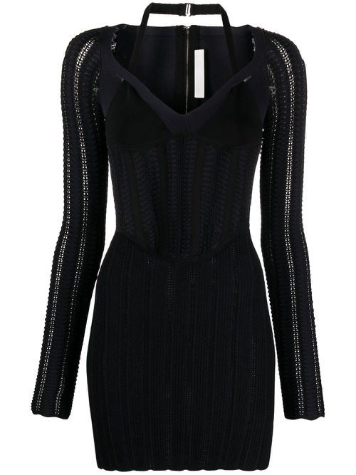 Open-knit corset minidress - Black