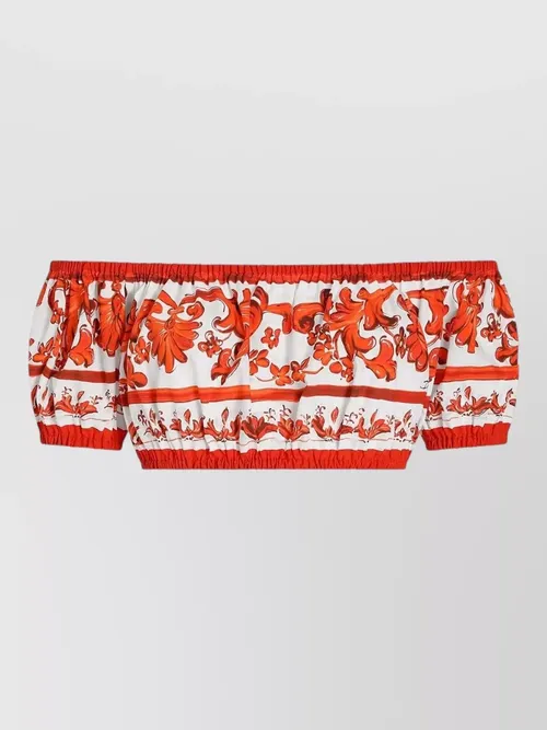 Dolce&Gabbana - majolica print poplin off shoulder top