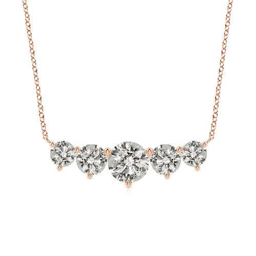 Angara 2.0 Carats Graduated Five Stone Round Diamond Necklace in 18K Rose Gold