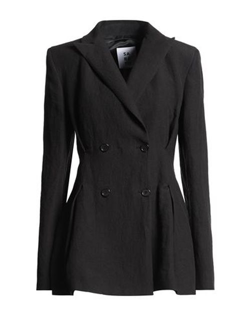 Woman Blazer Black Size 4 Linen