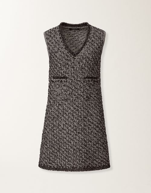 Navy tweed dress with denim effect sequins