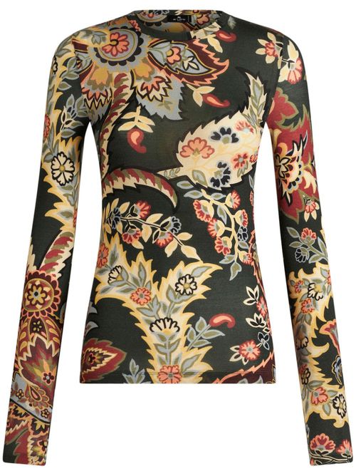Paisley-print jersey top - Green