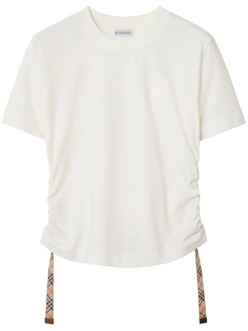 Ribbed Neckline Embroidered Equestrian Knight T-Shirt