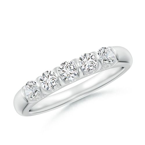 Angara 0.53 Carat Bar Set Five Stone Round Diamond Wedding Ring for Her in 14K White Gold