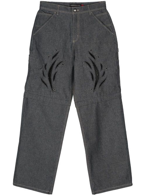 Laser-cut wide-leg jeans - Blue