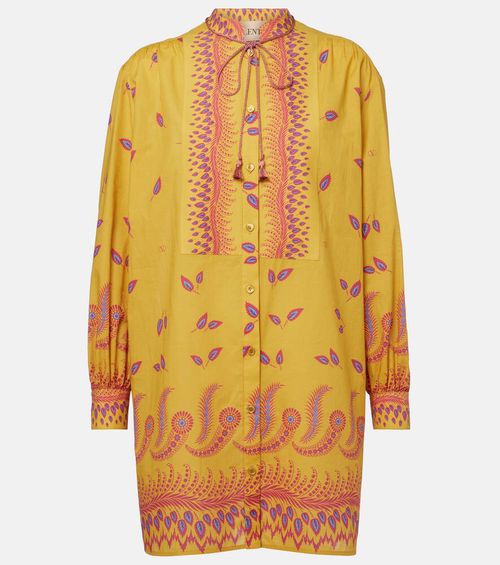 Printed cotton muslin shirt dress