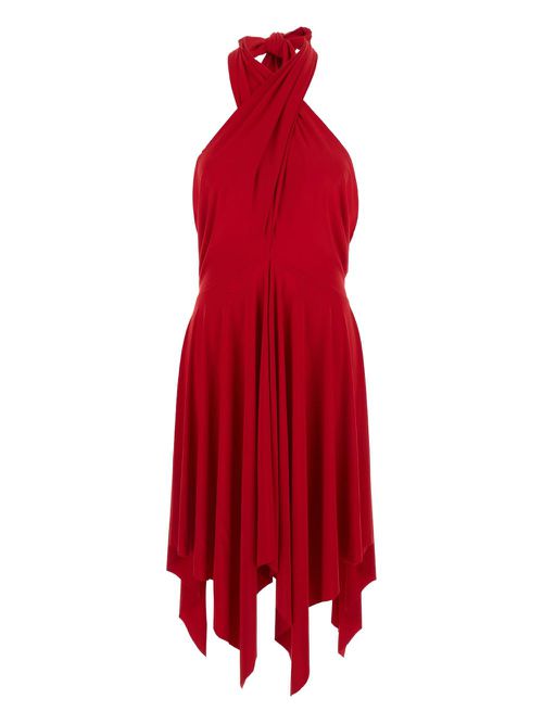 Knotted halterneck dress - Red