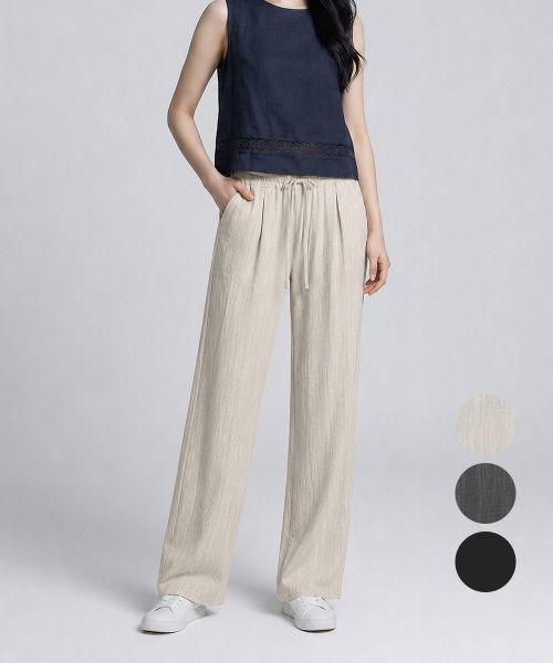 Summer Linen Mood Cool Banding Women's Semi-Wide Pants KQMLSL84