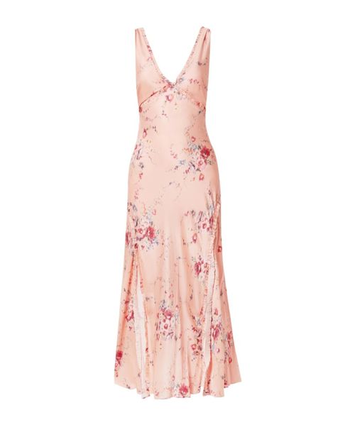Kendall ruffled floral-print silk-satin maxi dress