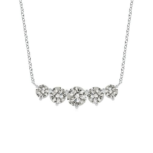 Angara 1.0 Carat Graduated Five Stone Round Diamond Necklace in 18K White Gold