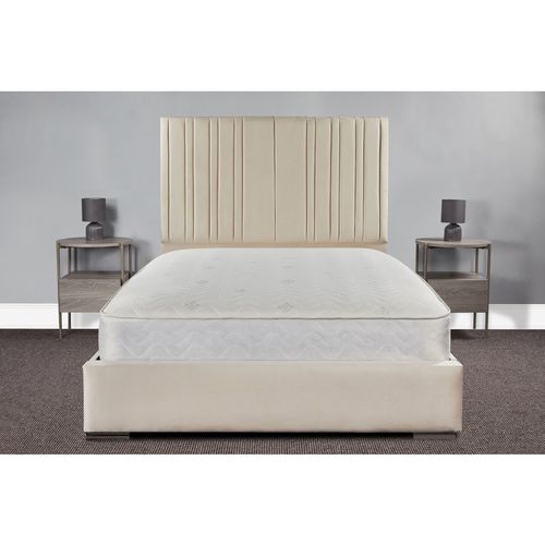 Olivia Bed Frame with Sprung Memory Foam Mattress- Cream Plush