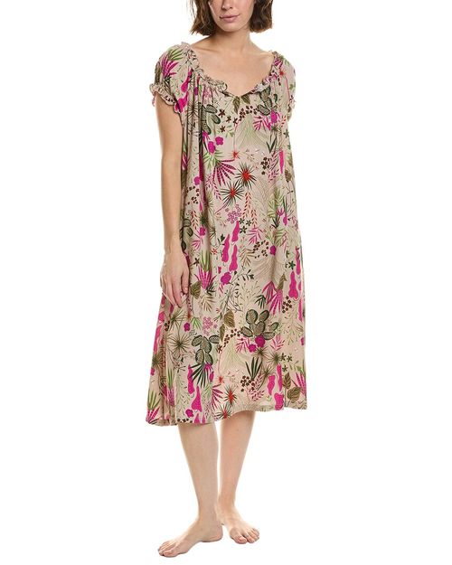 Shirred Lounge Midi Sleepshirt