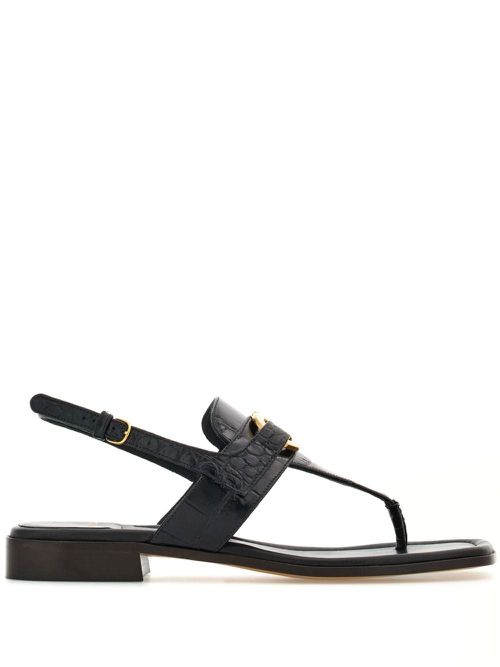 - Gancini Leather Thong Sandals