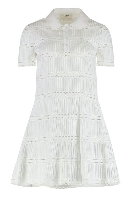 Mini Dress with Embroidered Trims in Cotton Batiste
