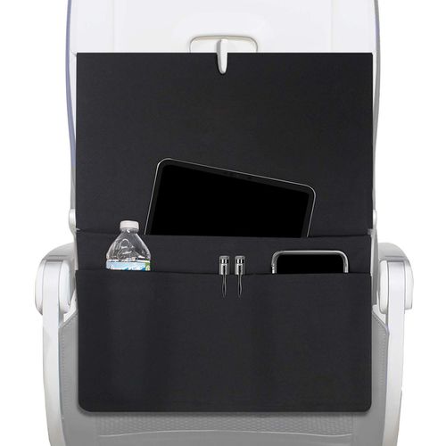 TEMU Tsa Approved Airplane Tray Table Organizer - Multi-pocket Travel Pouch With Secure Storage For Electronics, Snacks & Essentials, Durable