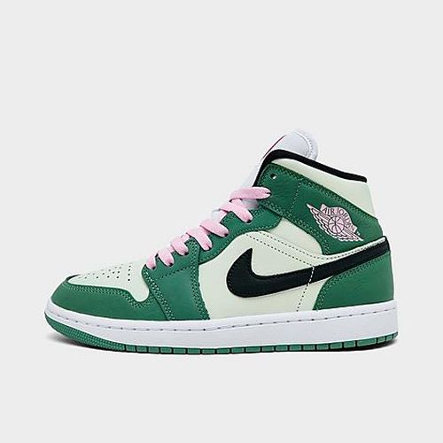 Women's Air Retro 1 Mid SE Casual Shoes in Dutch Green/Black/Barely Green