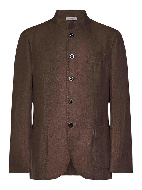 Single-Breasted Coffee-Colored Linen Blazer