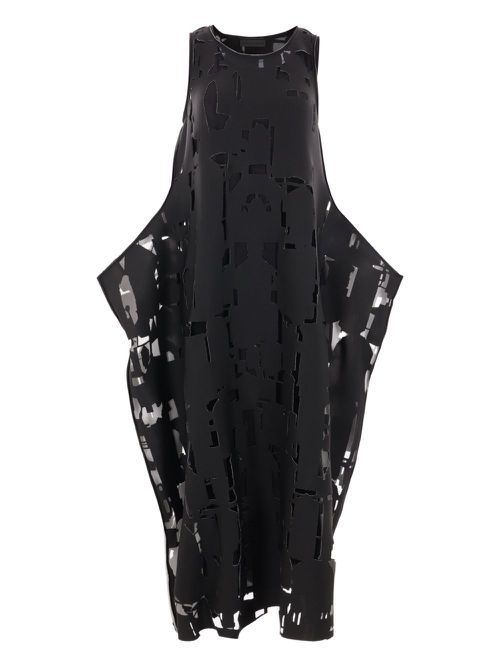 Laser-cut midi dress - Black