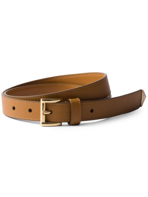 Saffiano leather belt - Brown