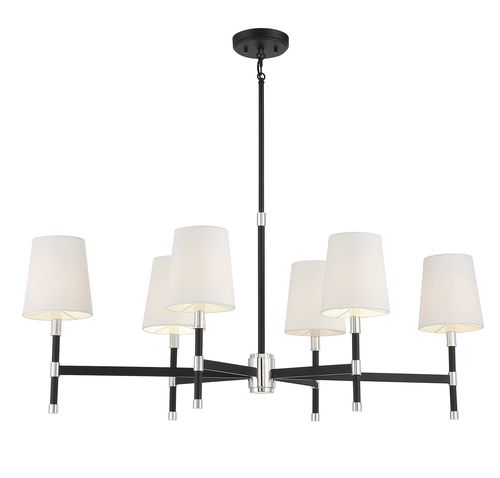 Brody 6-Light Linear Chandelier in Matte Black with Polished Nickel Accent