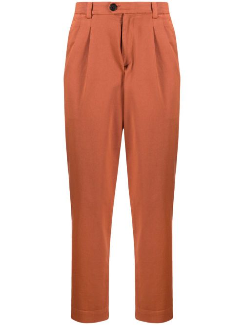 Pleated tapered trousers - Brown