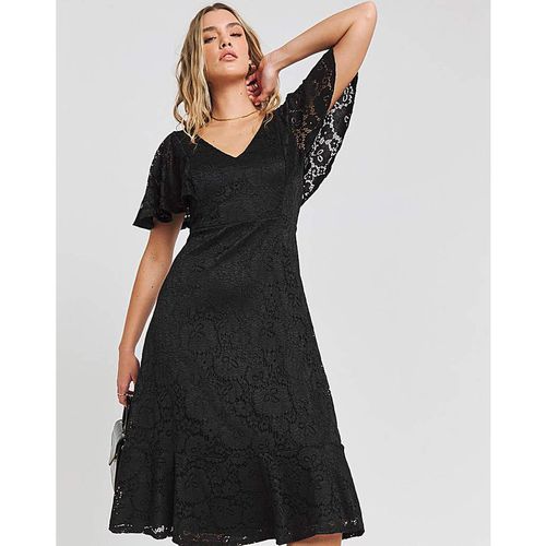 Joanna Hope Angel Sleeve Lace Midi Dress