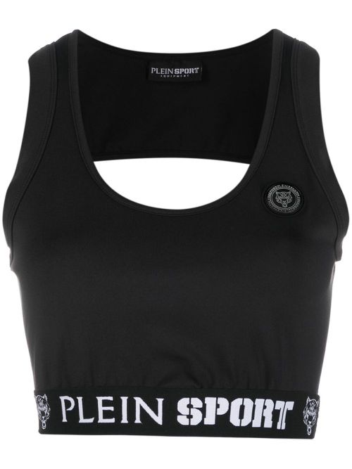 Logo-plaque cotton tank top - Black