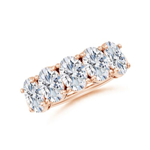 Angara 3.25 Carats Lab-Grown Oval Diamond Five Stone Classic Anniversary Ring in 18K Rose Gold