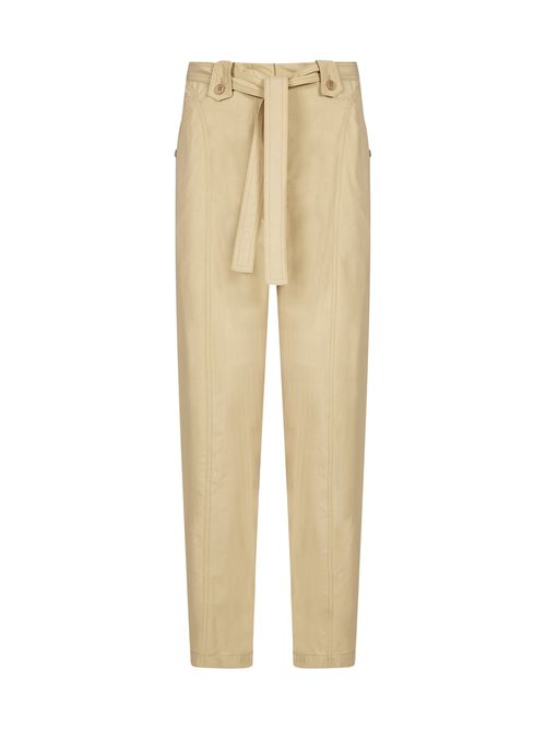 Tied-waist cropped trousers - Neutrals