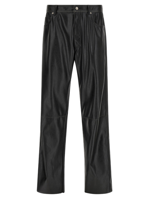 Leather-Effect Polyester Trousers — Black