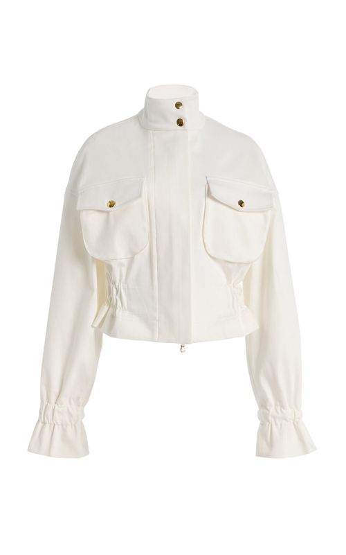 Cropped Silk Faille Utility Jacket