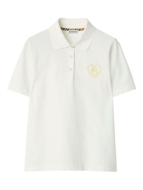 B Heart-logo cotton polo shirt - White