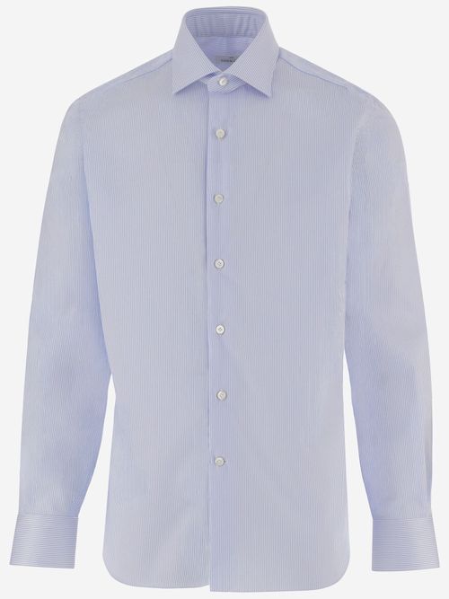 Striped Cotton Shirt — Blue