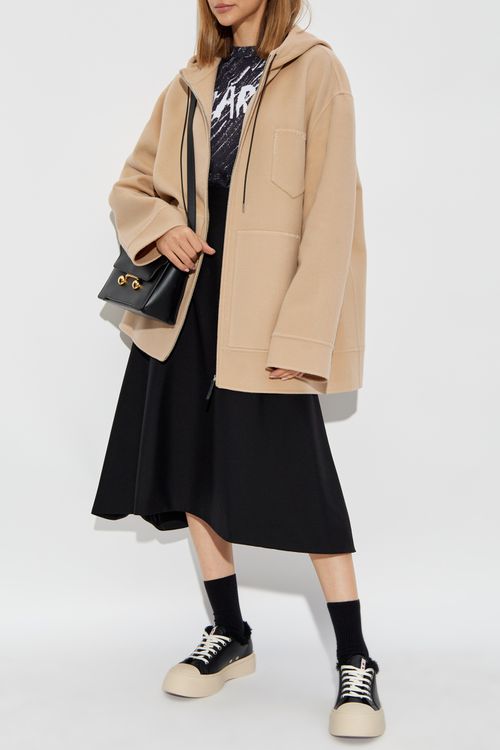 Wool Jacket With Hood, Women's, Beige