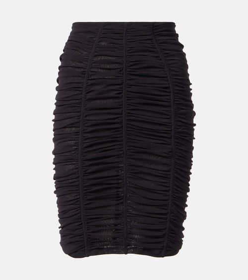 Ruched high-rise jersey miniskirt