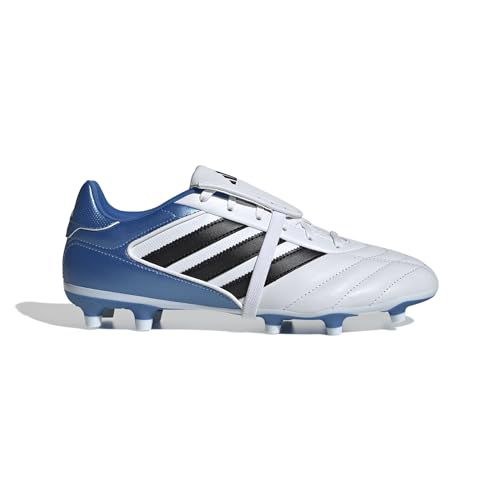 Adidas Copa Gloro II Men's Firm Ground Cleats - Rebooted for the Modern Player, Fold-Over Tongue, Leather Upper, Ideal for Firm Ground (White/Black/Blue, US Footwear