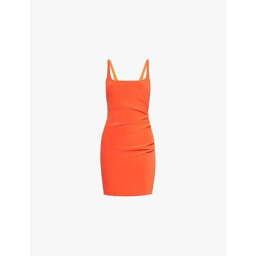 Womens Fire Red Karina Ruched Bodycon Stretch-crepe Mini Dress 12