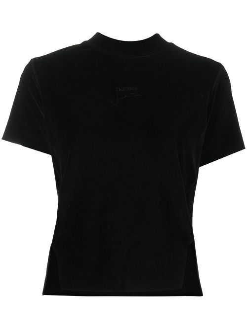 Slit detail crew neck T-Shirt - Black
