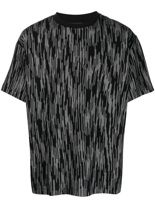 Crew-neck striped T-shirt - Black