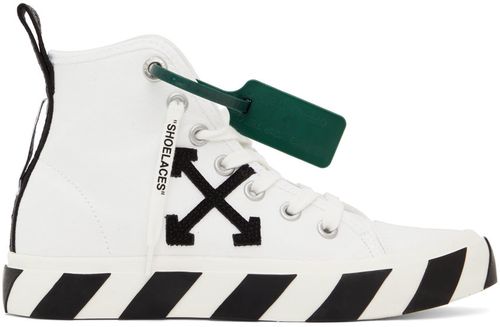 White Mid-Top Vulcanized Sneakers