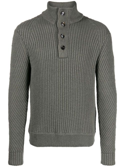 Chunky-ribbed cotton jumper - Green